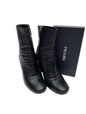 Prada Leather Short Boots Black